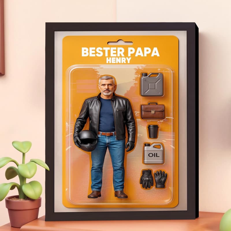 Personalisierter 3D Bilderrahmen zum Vatertag mit Foto & Text