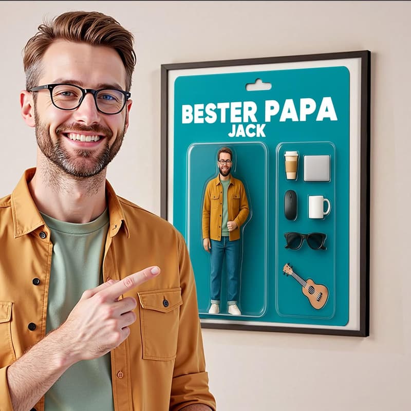 Personalisierter 3D Bilderrahmen zum Vatertag mit Foto & Text