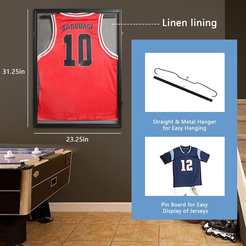 Sport Trikot-Rahmen Vitrine mit UV-Schutz für Jersey Black