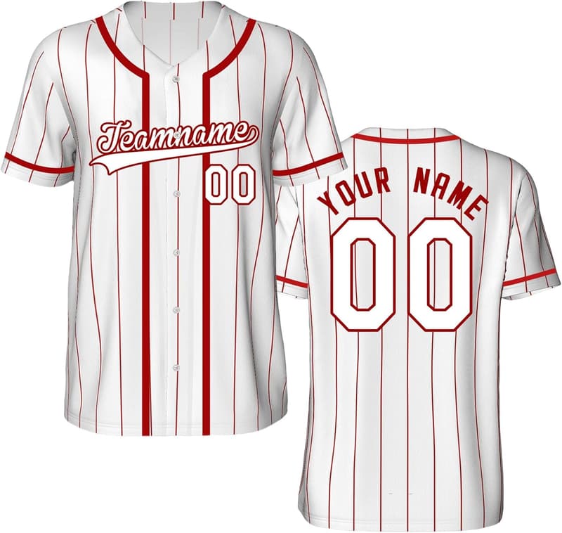 Personalisierbares Nadelstreifen-Baseballtrikot mit Knopfleiste für Paare
