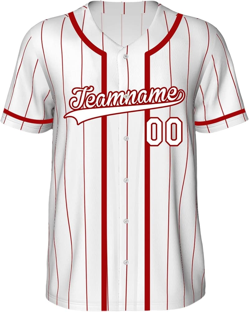 Personalisierbares Nadelstreifen-Baseballtrikot mit Knopfleiste für Paare