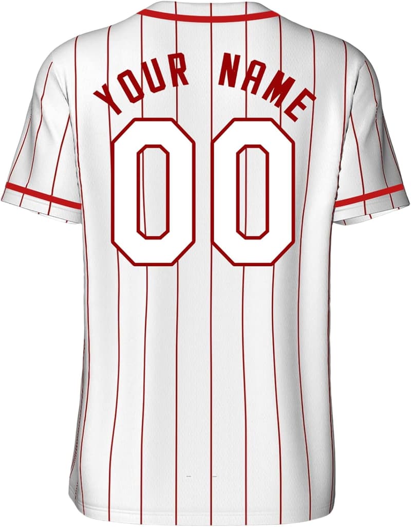 Personalisierbares Nadelstreifen-Baseballtrikot mit Knopfleiste für Paare