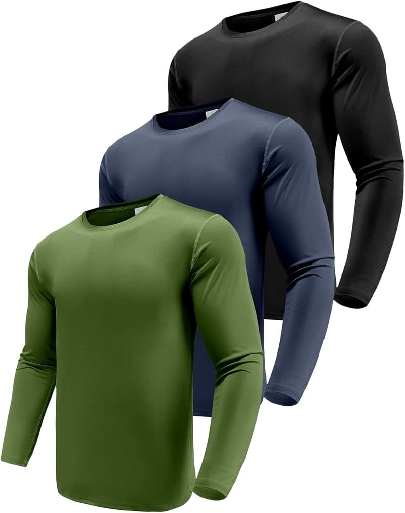 Herren Langarm T-Shirt mit UPF 50+ UV-Schutz, schnelltrocknend, 5er Pack