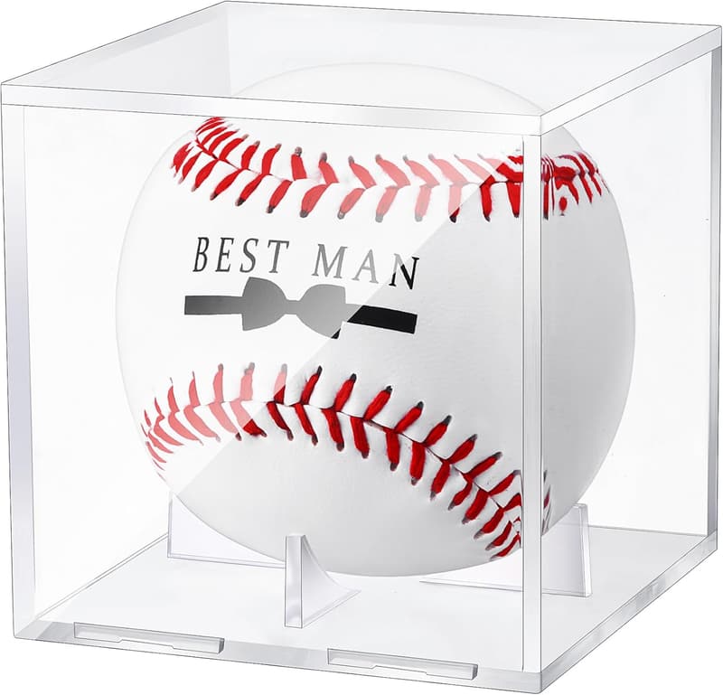 Trauzeugen Geschenk: Mini-Baseball mit Vitrine für Hochzeiten