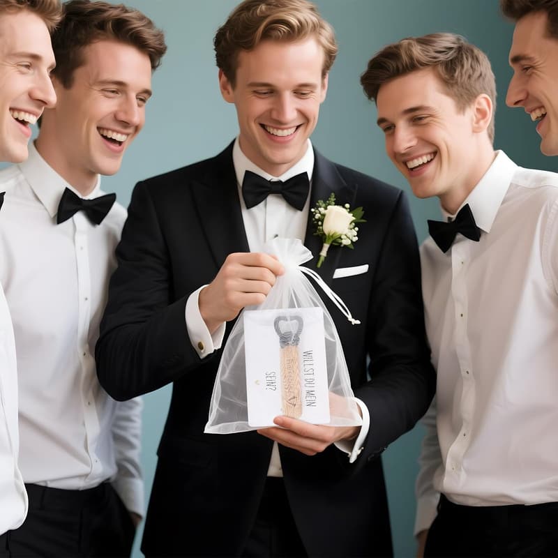 Trauzeuge fragen Geschenk: Holz-Flaschenöffner Karte für Hochzeiten