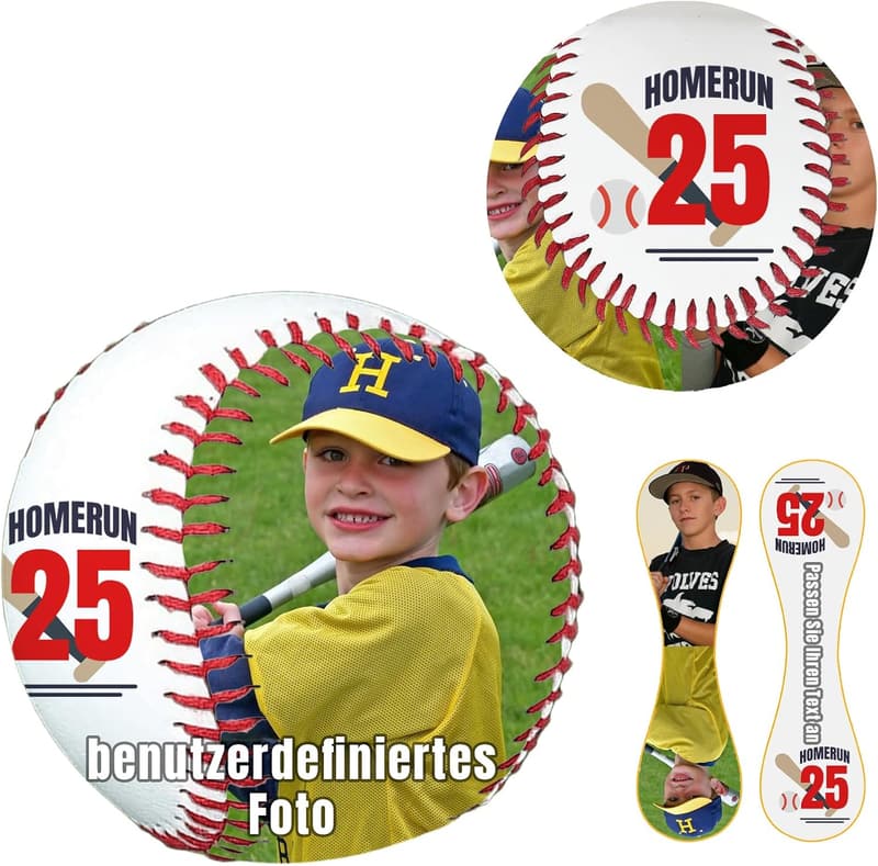 Personalisierter Baseball mit Foto und Text – ideales Geschenk für Männer