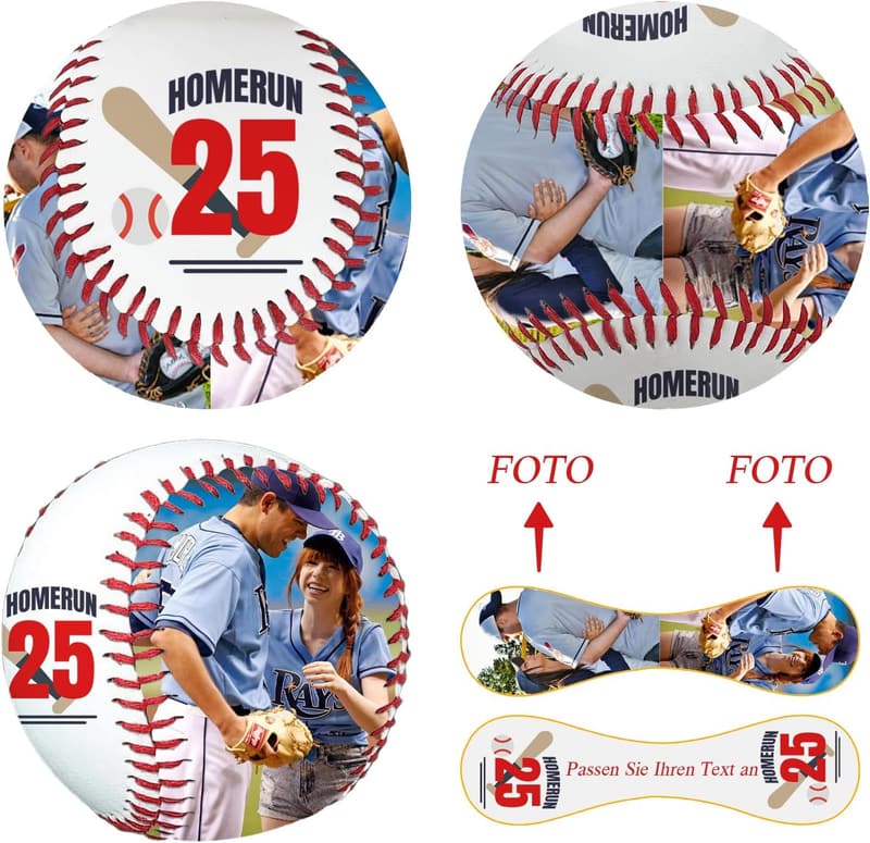 Personalisierter Baseball mit Foto und Text – ideales Geschenk für Männer