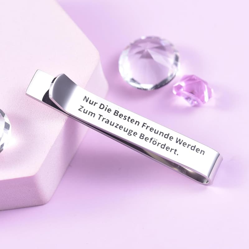 Hochzeitsgeschenk: Elegante Edelstahl-Krawattenklammer für Trauzeugen