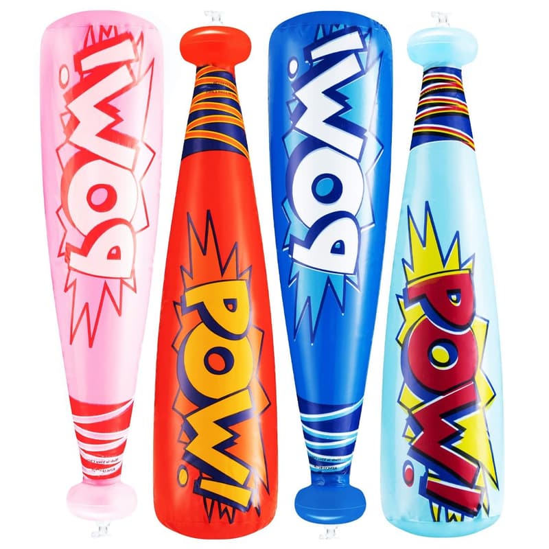 4er Set Aufblasbare Baseballschläger für Kinder – Partyzubehör für Strand und Pool