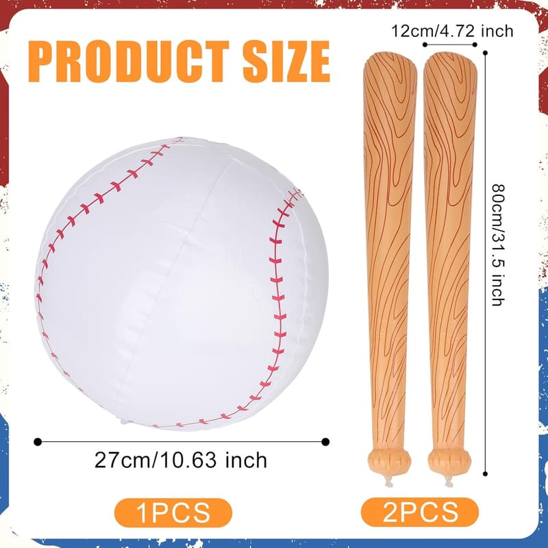 Aufblasbares Baseball-Set mit 2 Schlägern und Ball für Poolpartys