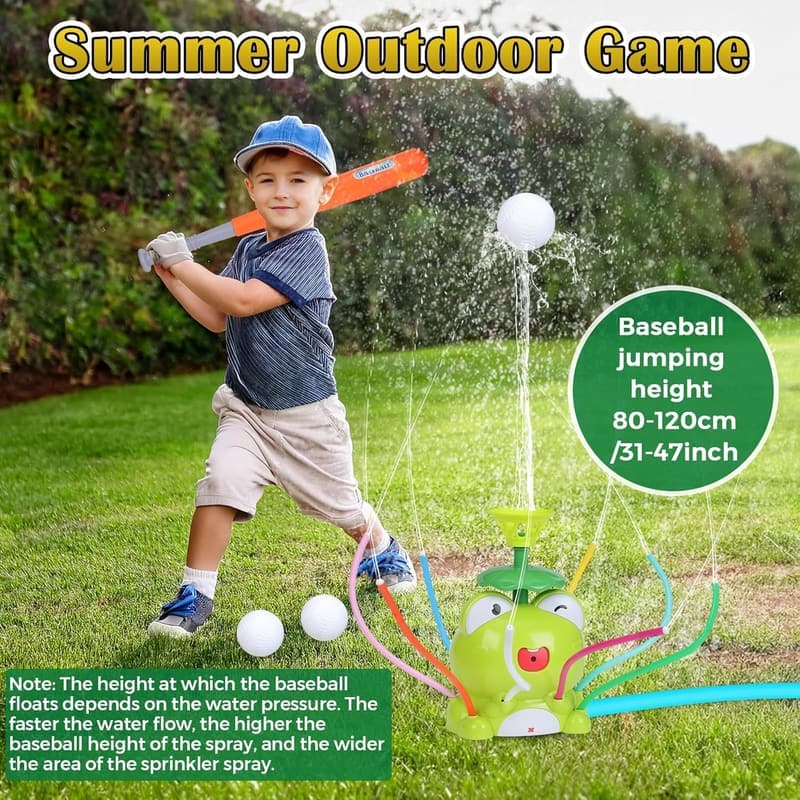 Wassersprinkler Baseballspielzeug für Kinder ab 3 Jahren mit 8 Wackelrohren