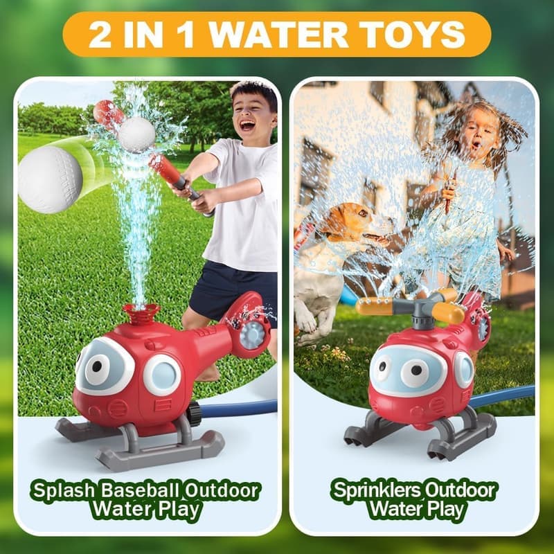 Sommer-Outdoor-Wassersprinkler-Baseballspielzeugset für Kinder
