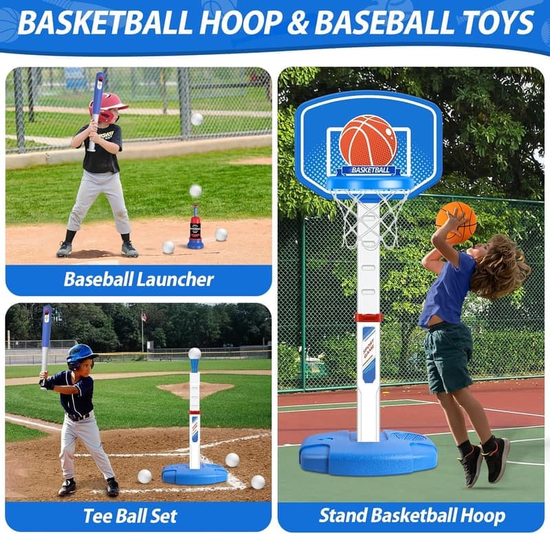 Verstellbares 2-in-1 Basketball- und T-Ball-Set für Kinder 3-5