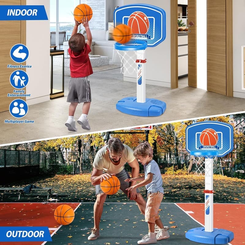 Verstellbares 2-in-1 Basketball- und T-Ball-Set für Kinder 3-5