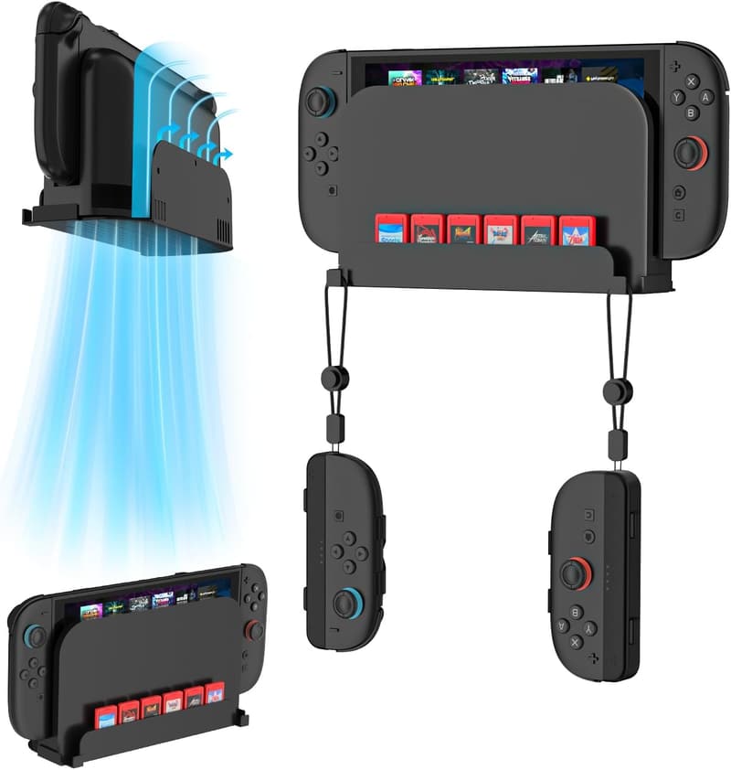 Wandhalterung für Nintendo Switch 2 mit 6 Spielkartenfächern und 2 Joy-Con-Halterungen