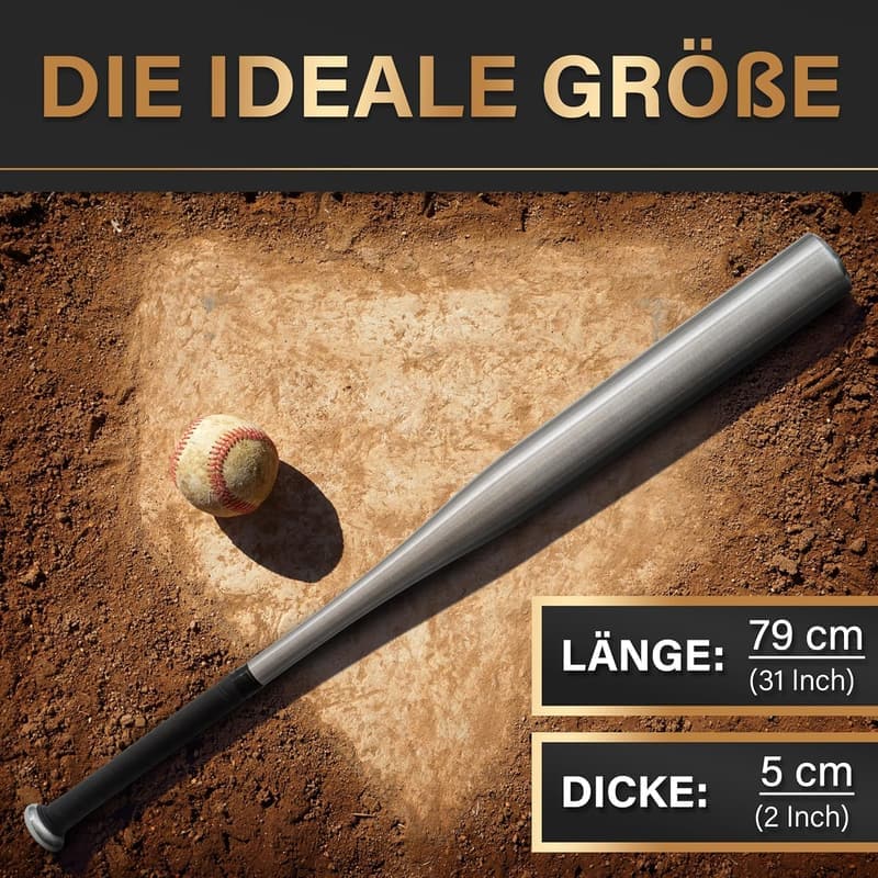 Baseballschläger aus Holz oder Aluminium mit rutschfestem Griff, 31 Zoll