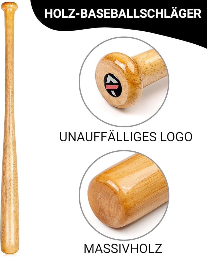 Ökologischer Baseballschläger aus massivem Holz - 76 cm - 2 Farben