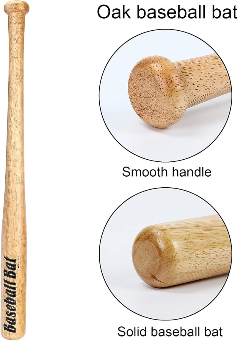 Yuecuu Holz-Baseballschläger mit rutschfestem Griff - 64cm/74cm/84cm