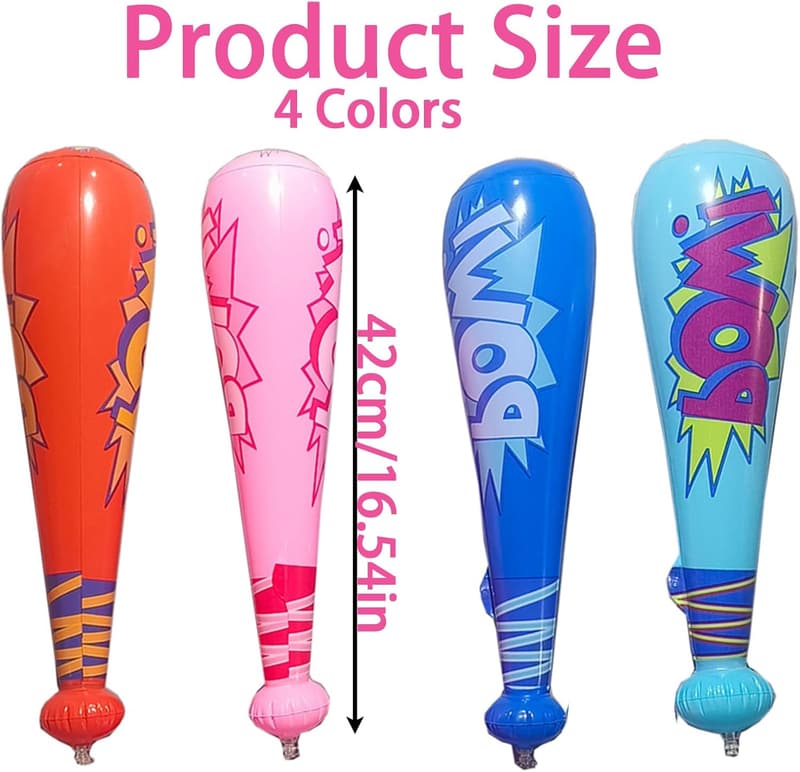 Aufblasbare Baseballschläger für Kinder, 4er Set – 42cm, Partyzubehör