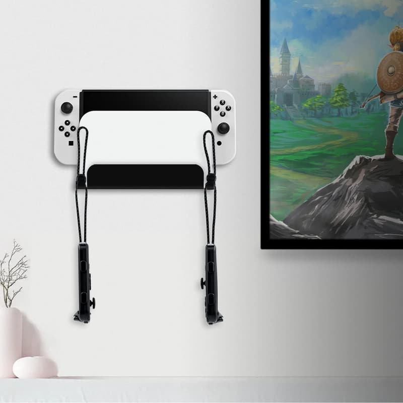 Wandhalterung für Switch OLED mit Joycon-Haken – Metall schwarz
