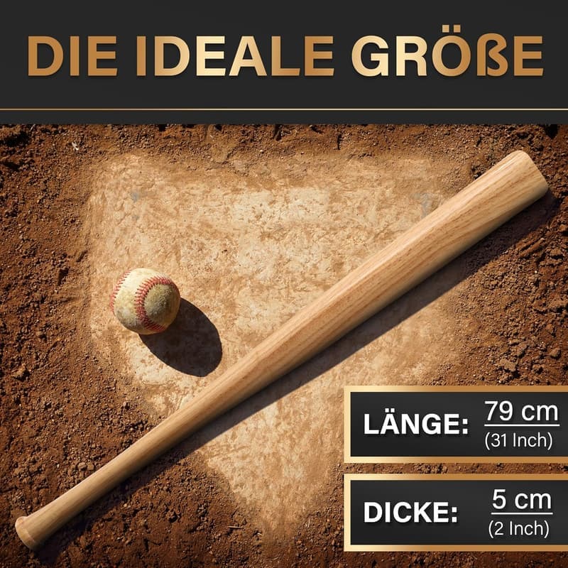 Baseballschläger aus Holz oder Aluminium mit rutschfestem Griff, 31 Zoll