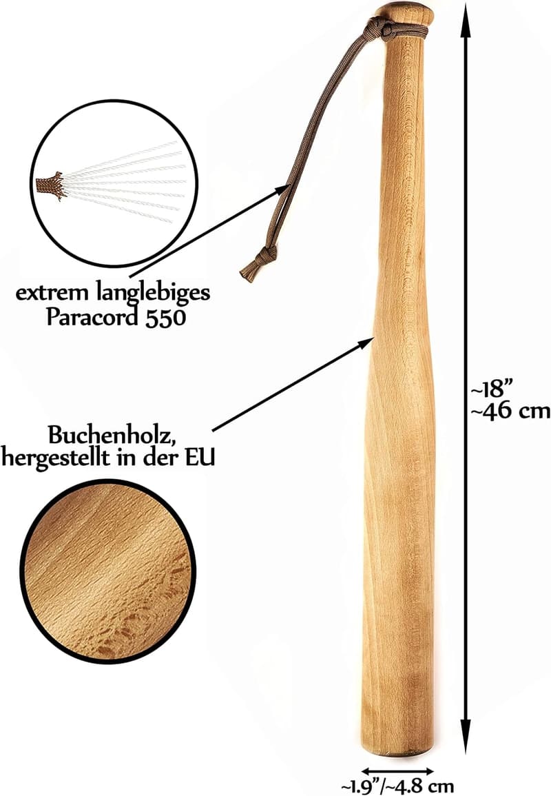 Victorer Holz Baseballschläger mit Paracord Handschlaufe