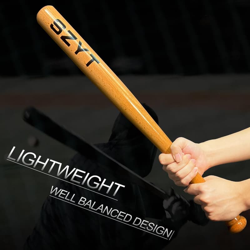 Holz-Baseballschläger 63,5 cm – leicht, für Selbstverteidigung, gelb