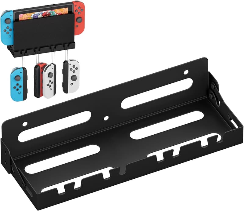 Wandhalterung aus Metall für Nintendo Switch mit 4 Joy-Con Haken, Schwarz