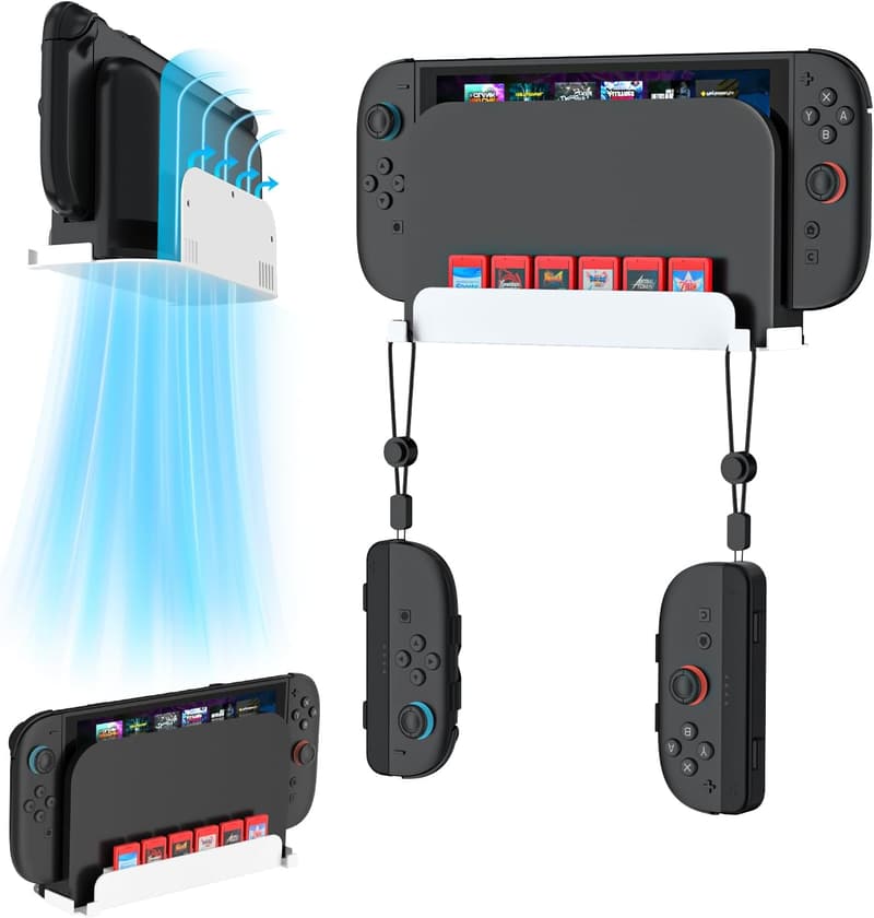 EJGAME Wandhalterung für Nintendo Switch 2 mit 6 Spielkartenfächern und 2 Joy-Con-Halterungen