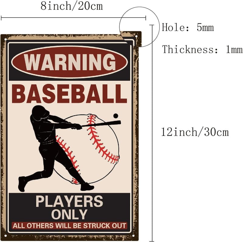 Warning Baseball Only Blechschild – Sportliche Wanddekoration 30x20cm