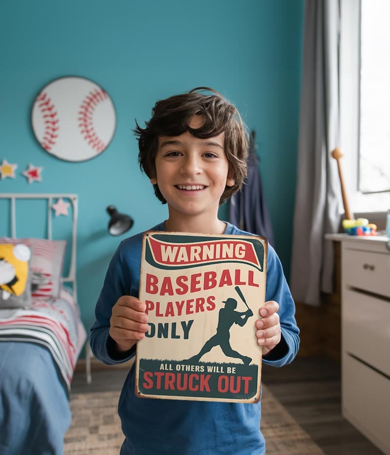 Baseball-Zimmerschild für Jungen – coole Dekoration für das Schlafzimmer