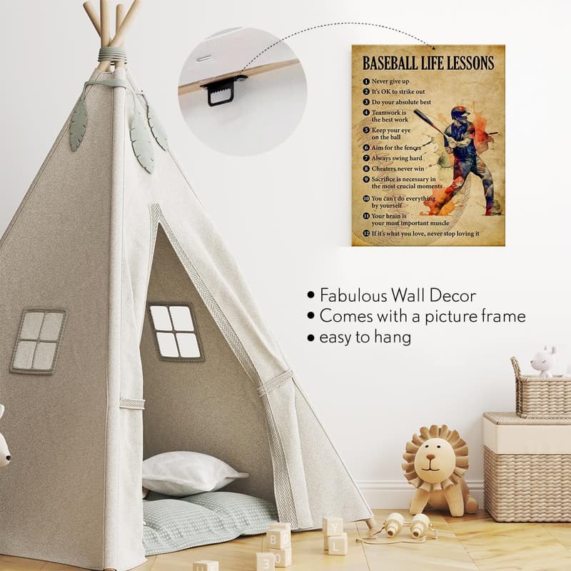 Retro Baseball Leinwandbild – Wanddekoration für Jungenzimmer