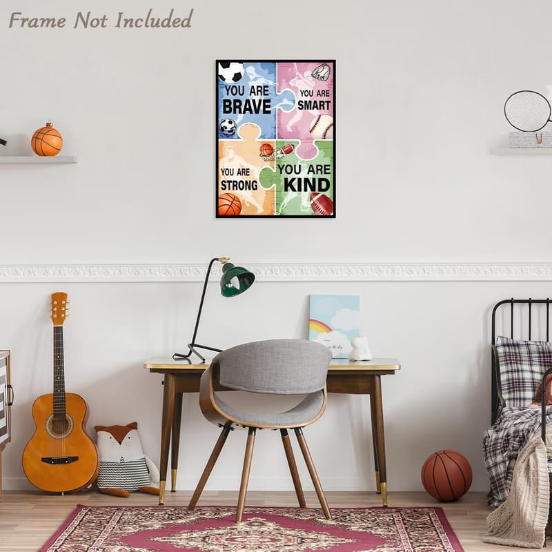 Sport-Motivationsposter mit positiven Zitaten für Jugendzimmer 12×16 in ungerahmt