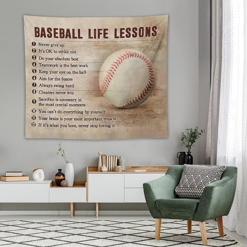 Baseball Tapisserie mit motivierenden Lebenslehren für Sportliebhaber