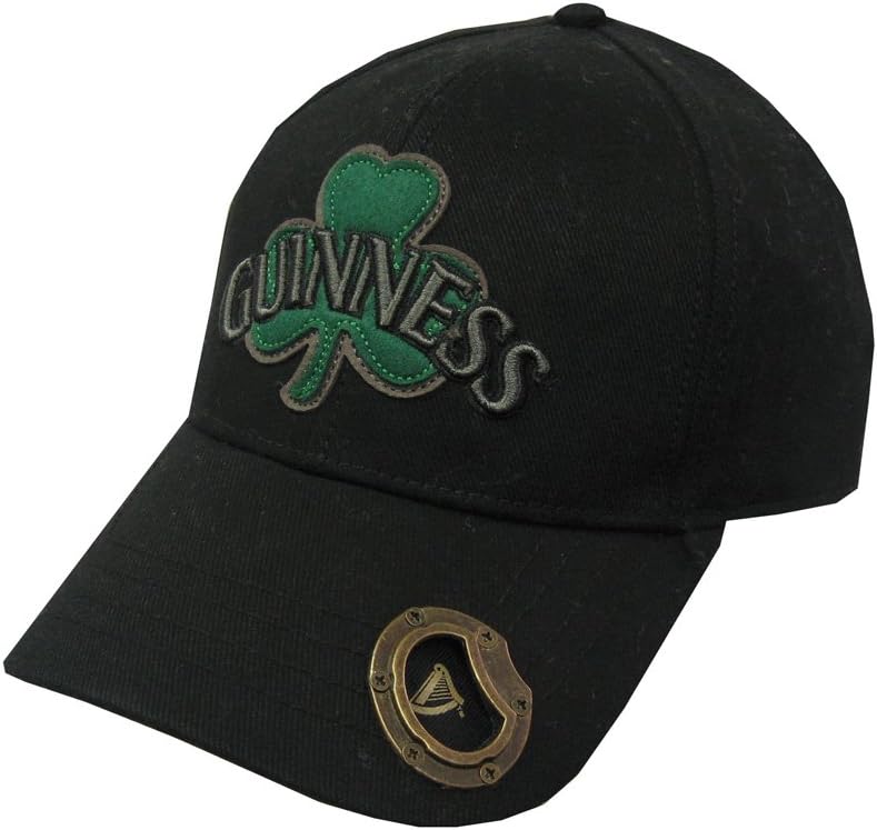 Guinness Schwarz Baseballmütze mit Flaschenöffner und Kleeblatt-Design