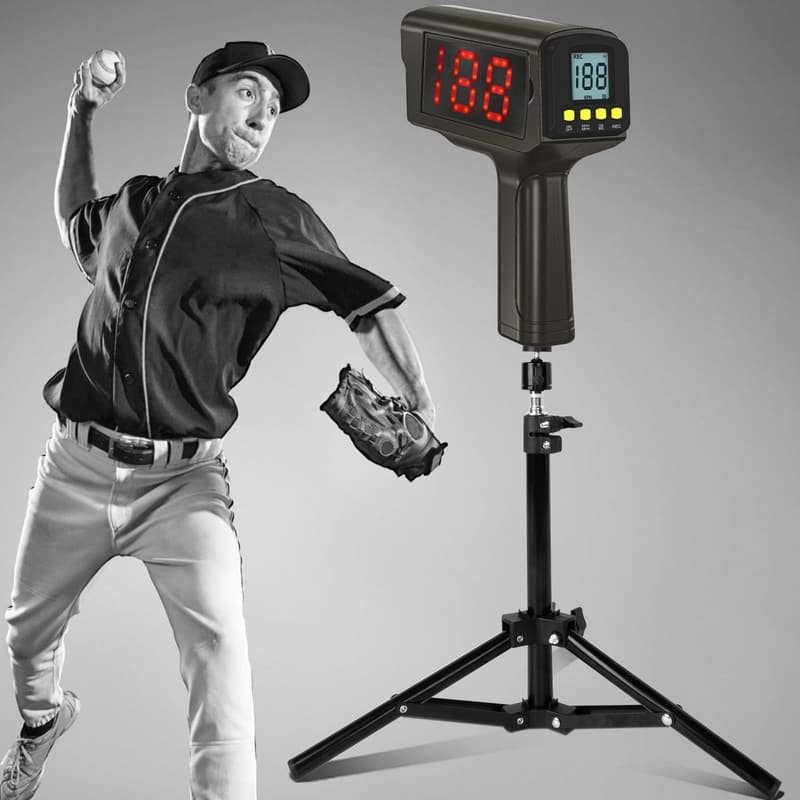 WEEPALM Baseball-Radarpistole mit LED/LCD-Display und Stativ