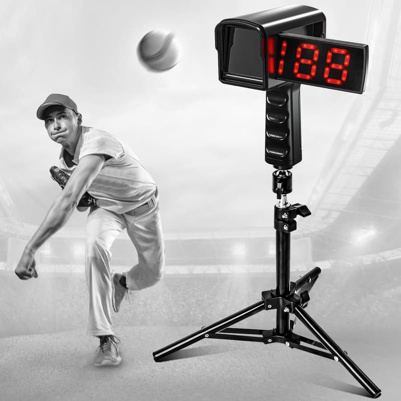 PLAYAPUT Geschwindigkeitsradarpistole für Baseball mit Stativ und LED-Display