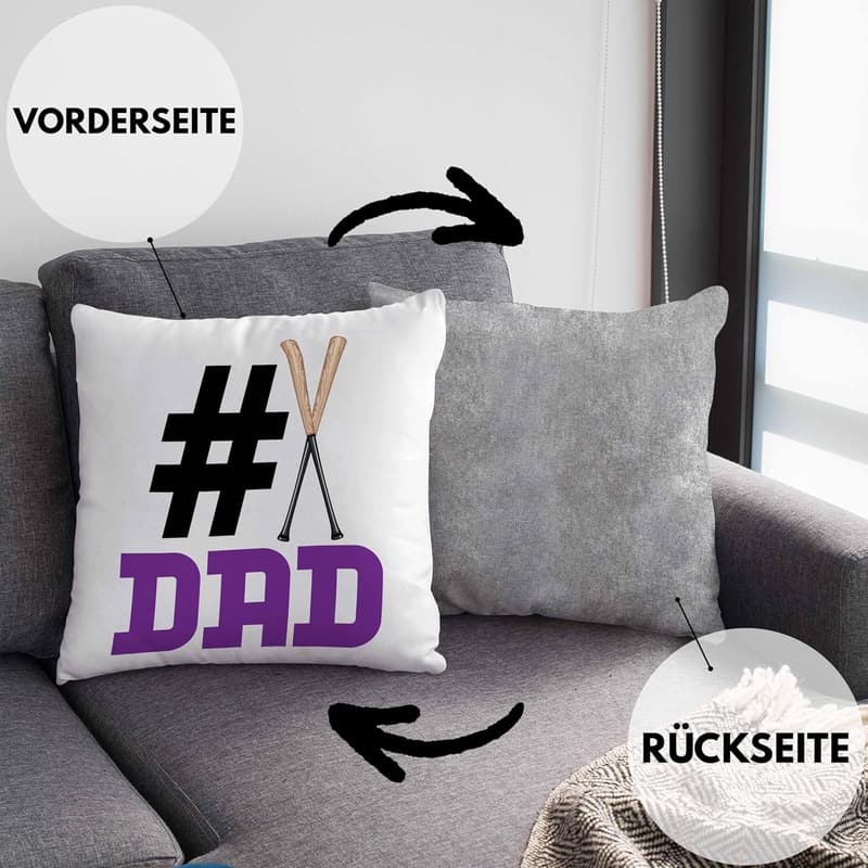 Kissen für Väter mit Baseball-Motiv, 40x40 cm – Vatertagsgeschenk