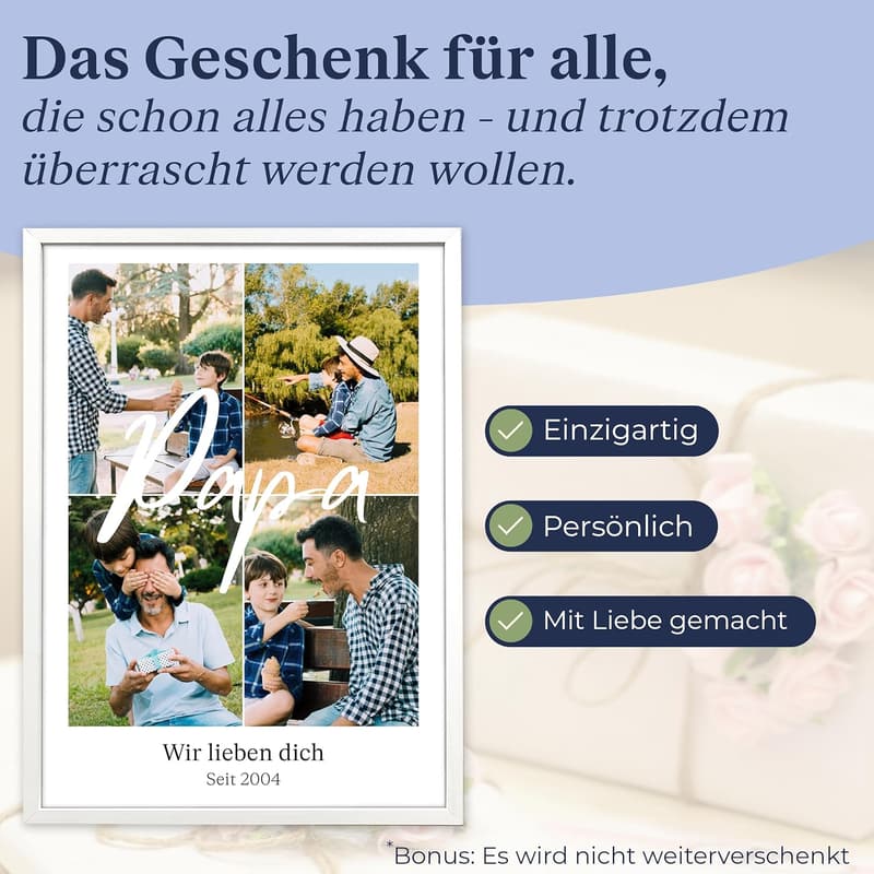 Personalisierte Fotocollage als Vatertagsgeschenk für Papa
