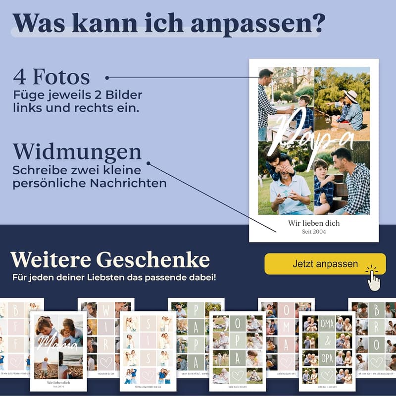 Personalisierte Fotocollage als Vatertagsgeschenk für Papa