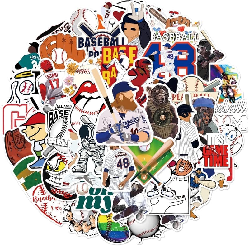 Baseball Aufkleber Set (50 Stück) - Süße Sportaufkleber für Kinder und Erwachsene