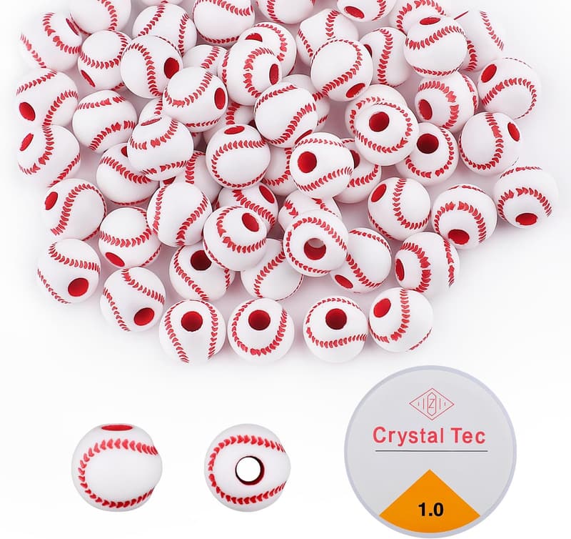 200 Stück 11,5 mm Acryl Baseballperlen für DIY Schmuckprojekte