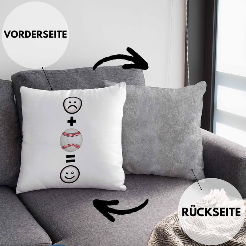 Baseball-Kissen 40x40 für Spieler – Lustiges Geburtstagsgeschenk grau