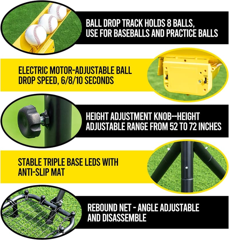 Baseball-Wurfmaschine mit verstellbarem Netz und elektrischem Motor