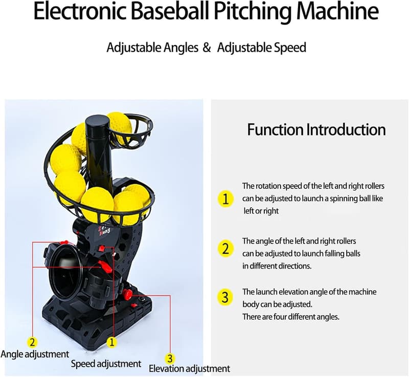 Elektronische Baseball-Schlagübungsmaschine mit verstellbaren Winkeln und Geschwindigkeit