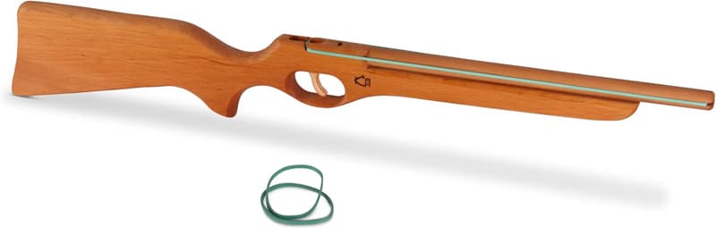 Holz Flinte mit Gummischuss-Funktion, 63 cm, Naturfarben