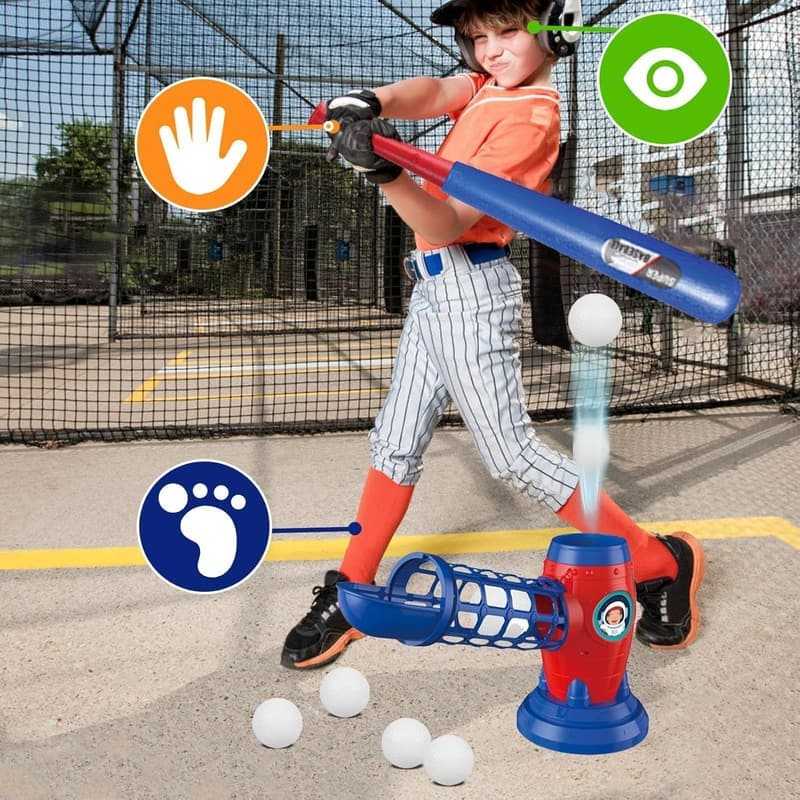 Automatischer Baseball-Wurfmaschine für Jugendliche mit Schläger und 5 Bällen