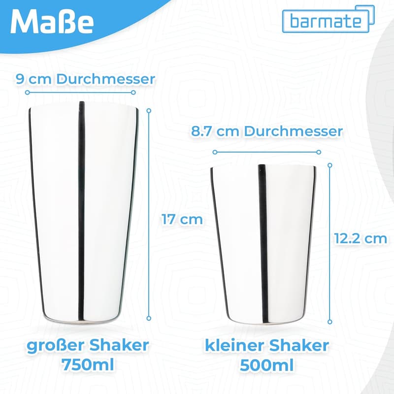 Profi Boston Cocktail Shaker 750ml aus Edelstahl, 2-teilig