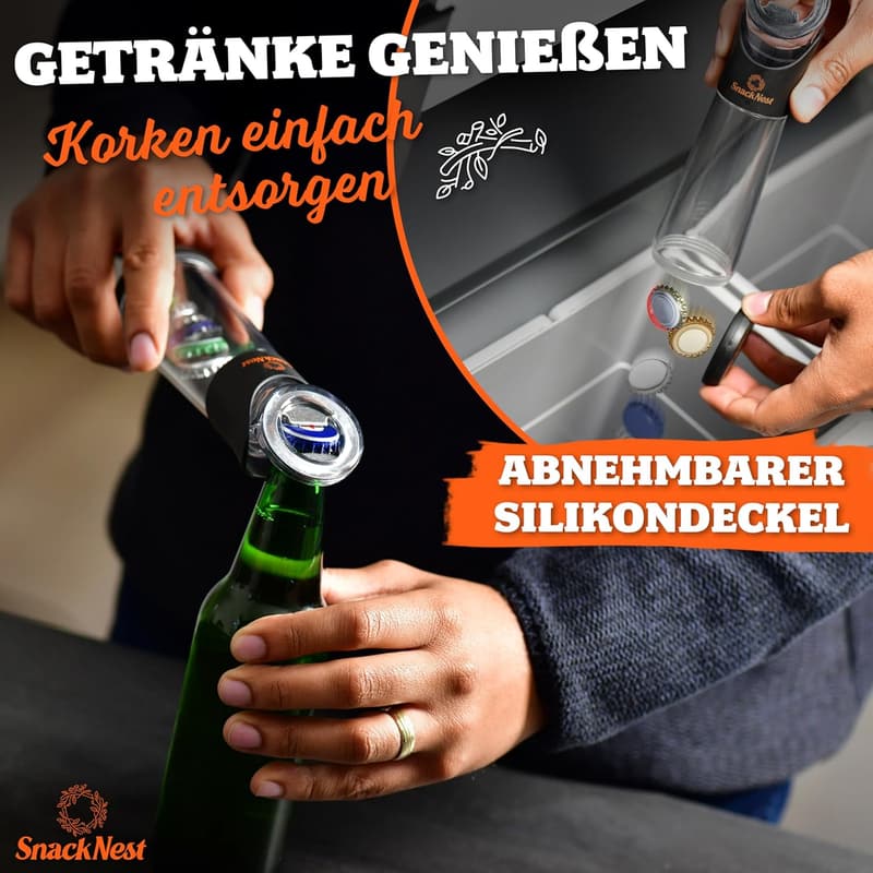 SnackNest Flaschenöffner mit Auffangbehälter – Ideal für Männer zum Vatertag