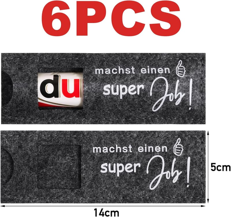 Teamgeschenk: 6er Set Filzverpackungen für Schokolade